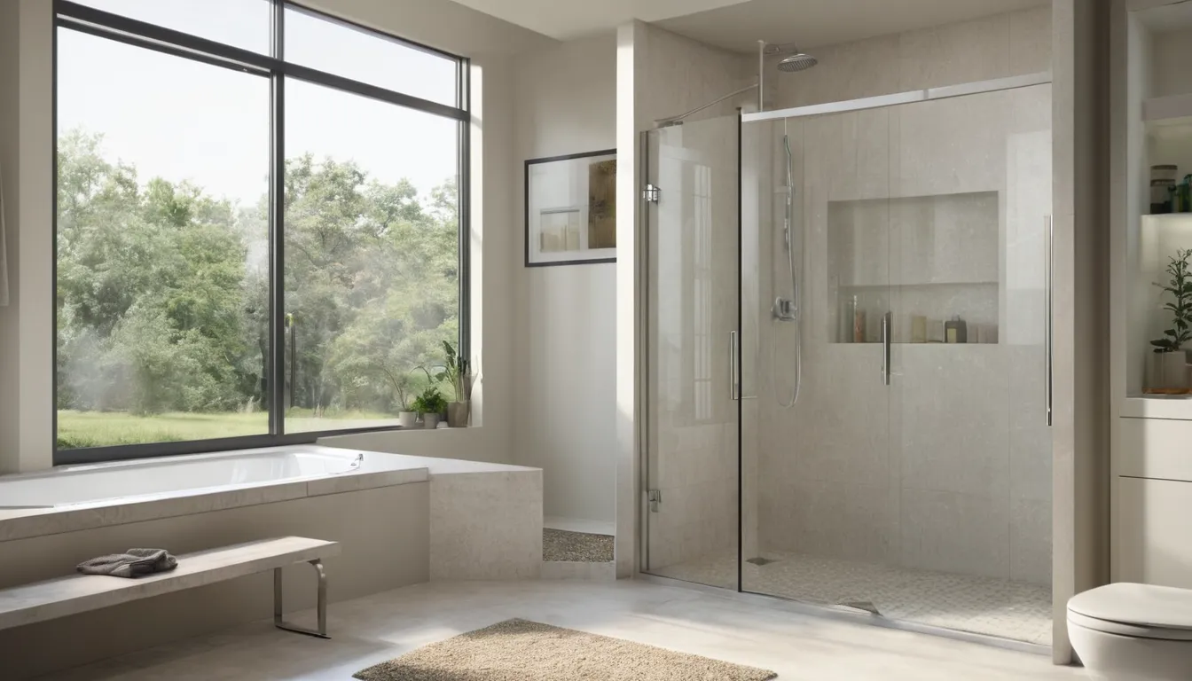 Bright accessible walk-in shower with a low entry, built-in bench, and grab bars in a Tinton Falls area home