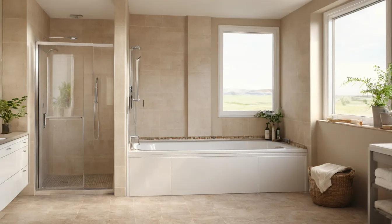 Friendly homeowner couple looking at a walk-in tub with a local provider in a Tinton Falls bathroom